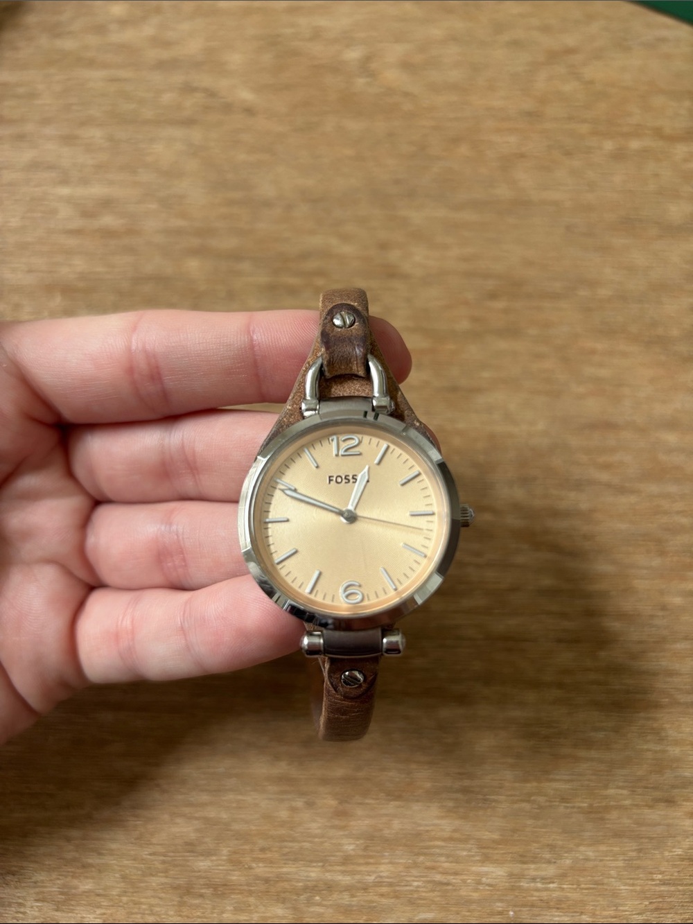 Fossil Women's Brown Leather Strap Gold-Tone Dial Watch